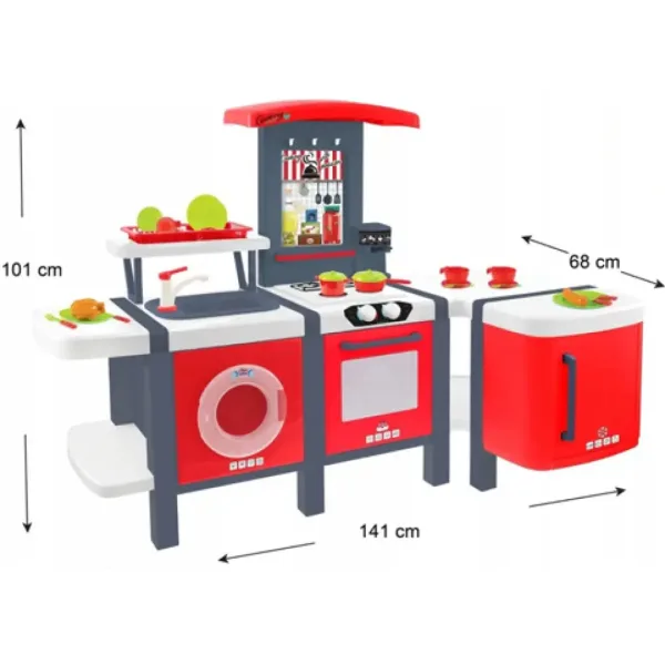 Mochtoys: Cooking Studio XXL Spielküche mit 28 Zubehörteilen 141x68x101cm Bild 2