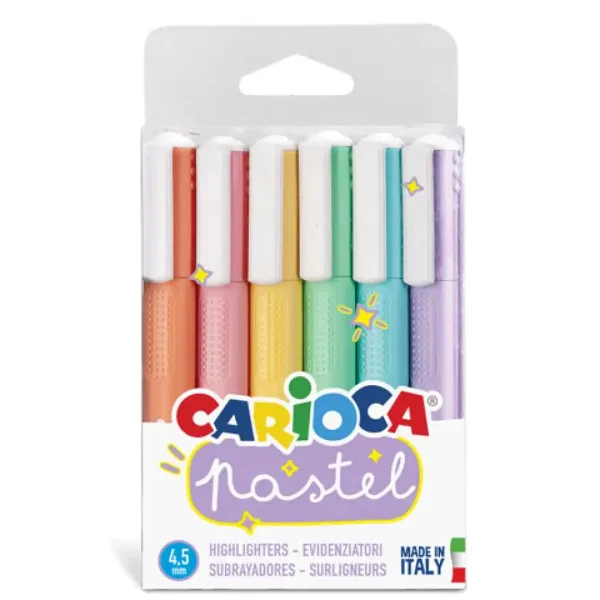 Pastellfarbene Textmarker 6er-Set 4,5mm - Carioca Bild 1