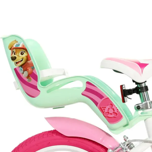 Paw Patrol Skye 14" Kinderfahrrad mit Korb und Puppensitz in Rosa-Mintgrün – Dino Bikes Fahrrad Bild 2