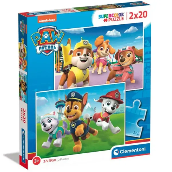Paw Patrol Supercolor 2-in-1 2x20 Stück Puzzle - Clementoni Bild 1