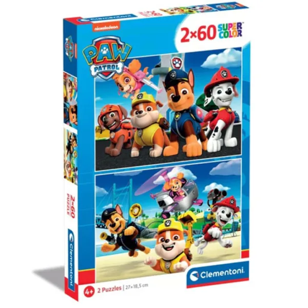 Paw Patrol Supercolor 2-in-1 2x60 Teile Puzzle - Clementoni Bild 1