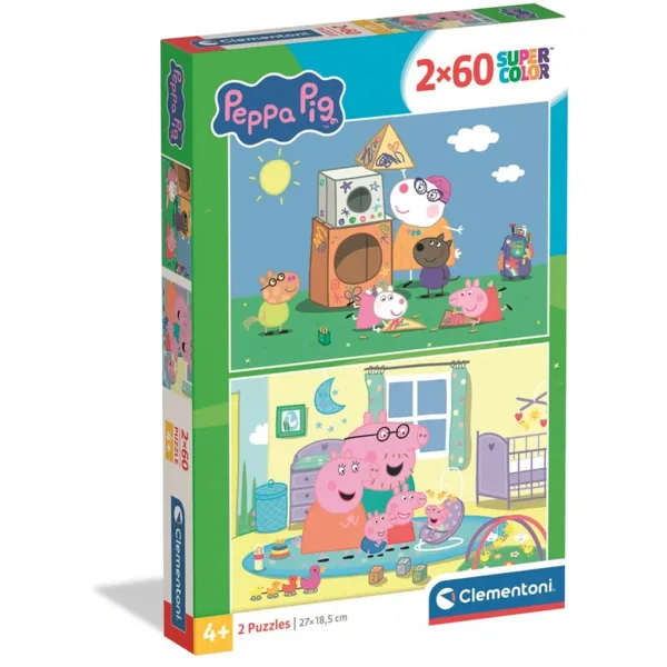 Peppa Wutz 2 x 60-teiliges Supercolor-Puzzle - Clementoni Bild 1