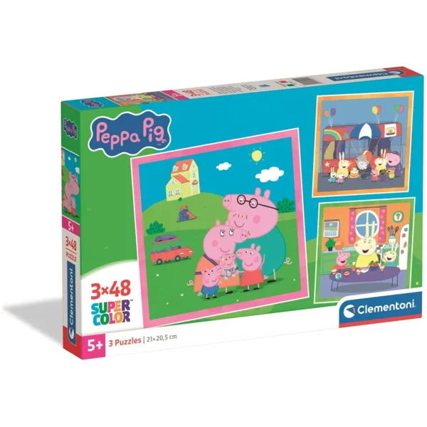 Peppa Wutz 3x48-teiliges Super Color Puzzle - Clementoni Bild 1
