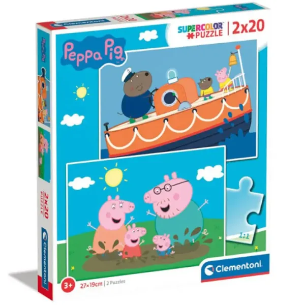 Peppa Wutz Supercolor 2-in-1 2x20 Teile Puzzle - Clementoni Bild 1