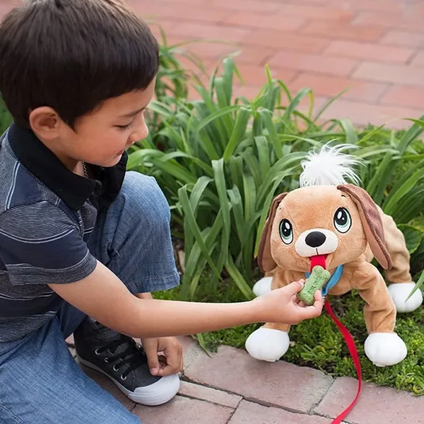 Peppy Pups: Brauner Plüschhund mit Leine 28 cm Bild 2