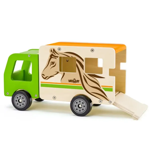 Pferdetransporter aus Holz mit Zubehör - Woodyland Bild 3