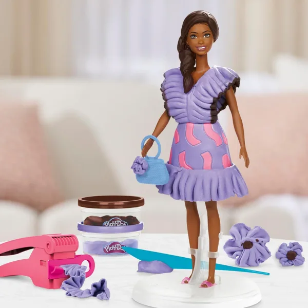 Play-Doh: Barbie Fashionista Rüschchen-Kleider Knet-Set mit Puppe - Hasbro Bild 2