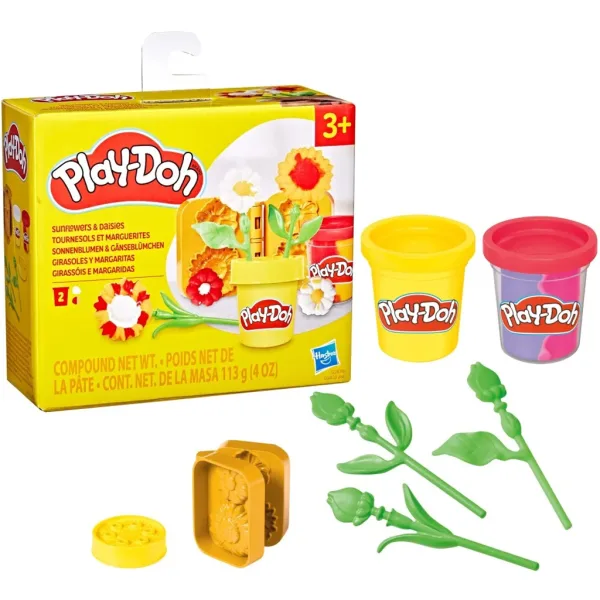 Play-Doh: Kleine Blumen – Sonnenblume und Gänseblümchen Knetset – Hasbro Bild 2