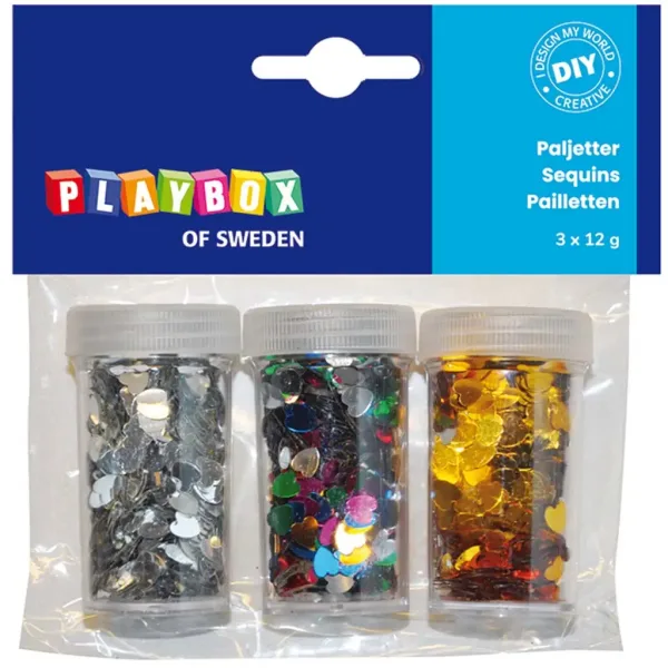 PlayBox: Dekorationsherzen in verschiedenen Farben, 3x12g Packung Bild 1
