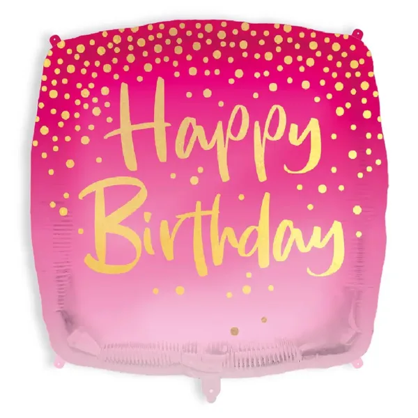 Quadratischer "Alles Gute zum Geburtstag" Ballon 46 cm - Pink Bild 1
