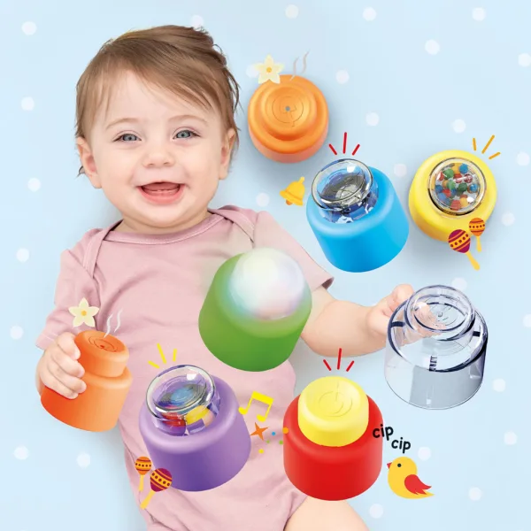Quercetti: Momy Soft 8-teiliges sensorisches weiches Baustein-Set mit Licht und Sound Bild 3