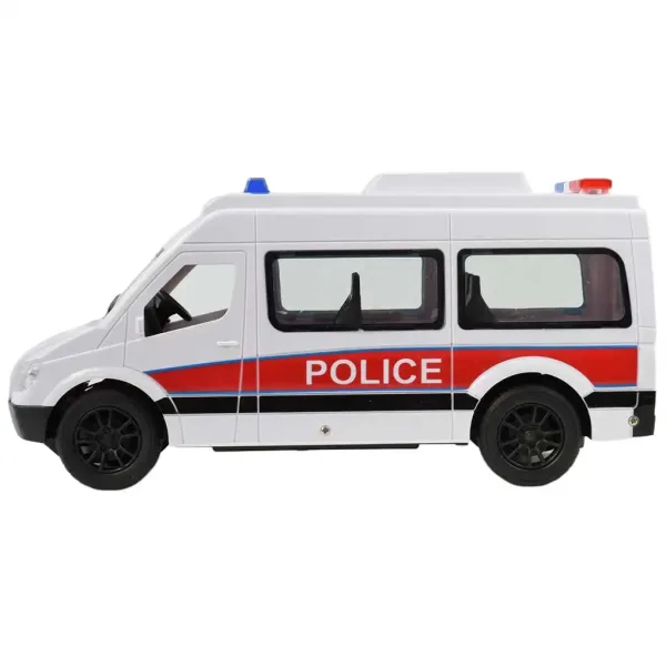 RC ferngesteuerter weißer Polizeibus mit Lichteffekten 2,4GHz 1/12 Maßstab 30cm Bild 3