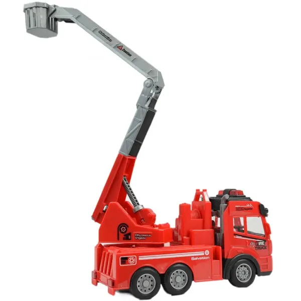 RC ferngesteuertes Hubarbeitsbühnen-Feuerwehrauto mit Lichteffekten, Maßstab 1/43, 27 MHz, 21 cm Bild 3