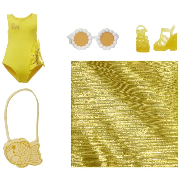 Rainbow High: Modische Anzieh-Puppe Sunny für den Strand mit Sonnenoutfit Bild 3