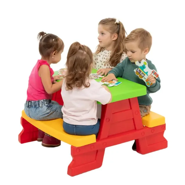 Roter Picknicktisch 70x79x47 cm Bild 2