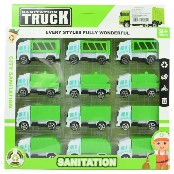 Sanitation Truck: 12-teiliges Müllwagen-Set 1/64 Bild 5