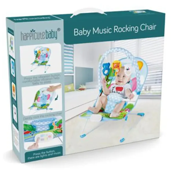Vibrierende und musikalische Babywippe mit Elefantenmuster Bild 2