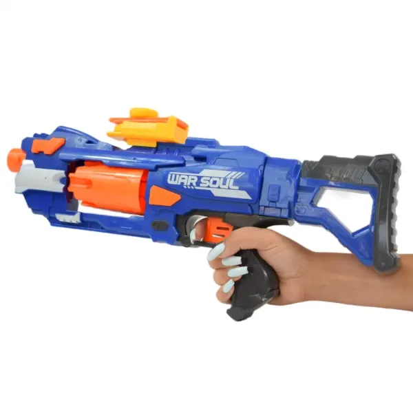 Soft Bullet Gun: Manuelle Schaumstoffpistole mit Trommelmagazin und Patronen 44cm Bild 5