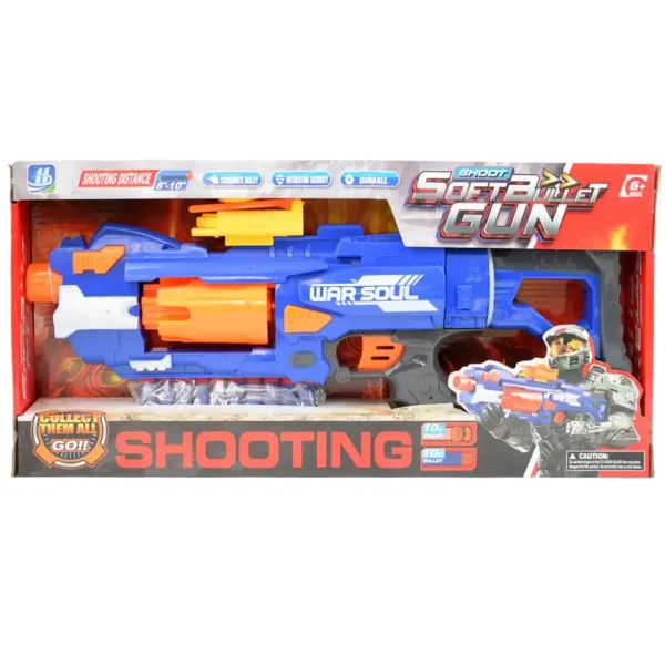 Soft Bullet Gun: Manuelle Schaumstoffpistole mit Trommelmagazin und Patronen 44cm Bild 6