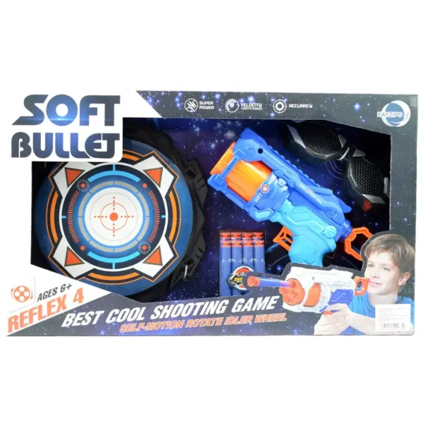 Soft Bullet: Reflex 4 manuelle Revolver-Schaumwaffe mit Zielscheibe 22cm Bild 3