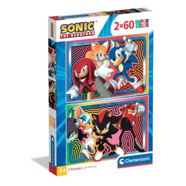 Sonic, der Igel 2x60 Teile Supercolor Puzzle – Clementoni Bild 1