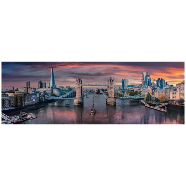 Sonnenuntergang auf der Themse HQC 1000-teiliges Panorama-Puzzle mit Poster - Clementoni Bild 2