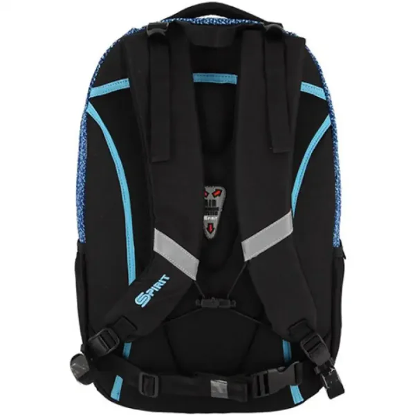 Spirit: Campus schwarzer und blauer abgerundeter Schulranzen, Rucksack 46x33x22cm Bild 2