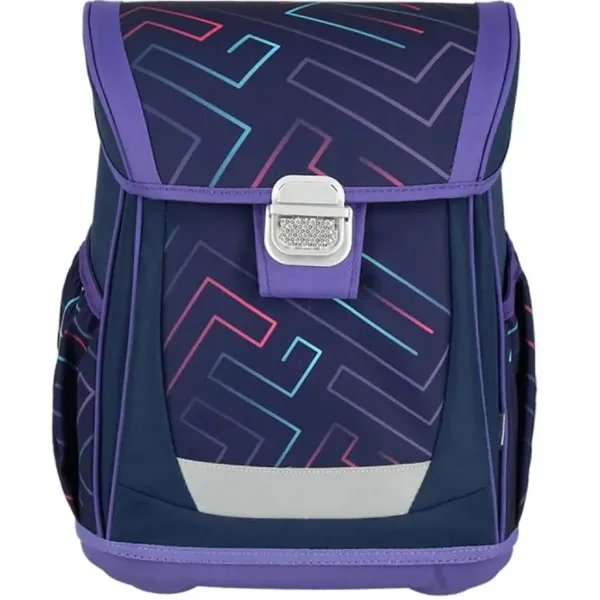 Spirit: Color Lines Schultasche, Rucksack mit bunten Linien auf lila Grund, 4-teiliges Set, 41x20x32 cm Bild 2