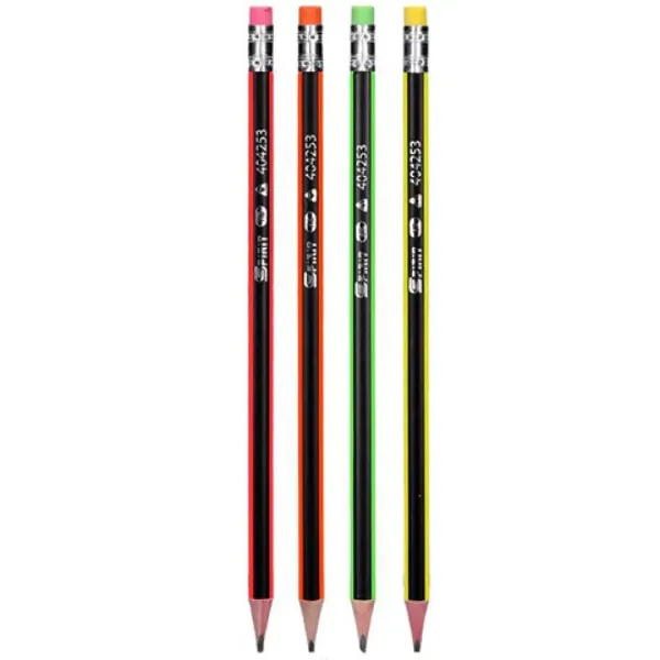 Spirit: Dreieckiger HB-Neon-Grafitbleistift mit Radiergummi in verschiedenen Farben, 1 Stück Bild 2