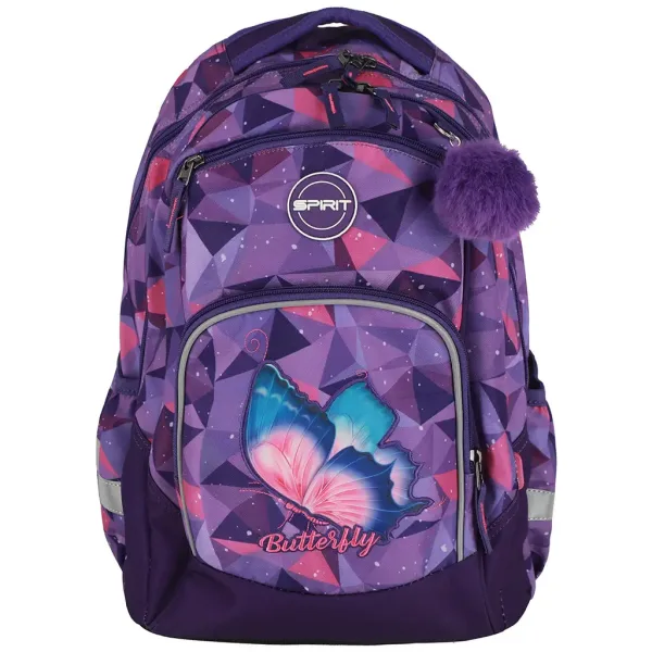 Spirit: Schmetterling 3D-Muster abgerundeter Schulranzen, Rucksack 34x26x44cm Bild 3