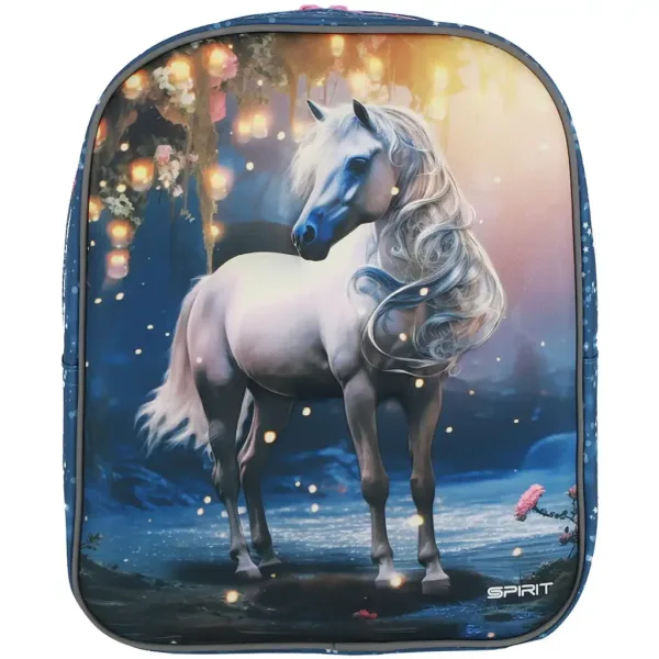 Spirit: Weißes Pferd Reiter 3D-Muster abgerundeter Kindergartenrucksack 30x25x12cm Bild 3