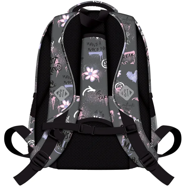 St.Right Good Vibes beschrifteter grauer Schulrucksack, Rucksack BP58 40x28x18cm Bild 2