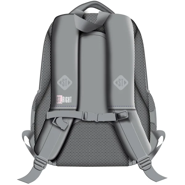 St.Right Grauer Schulrucksack mit Schmetterlingen, drei Fächer, Modell BP26, 39x27x17 cm Bild 2