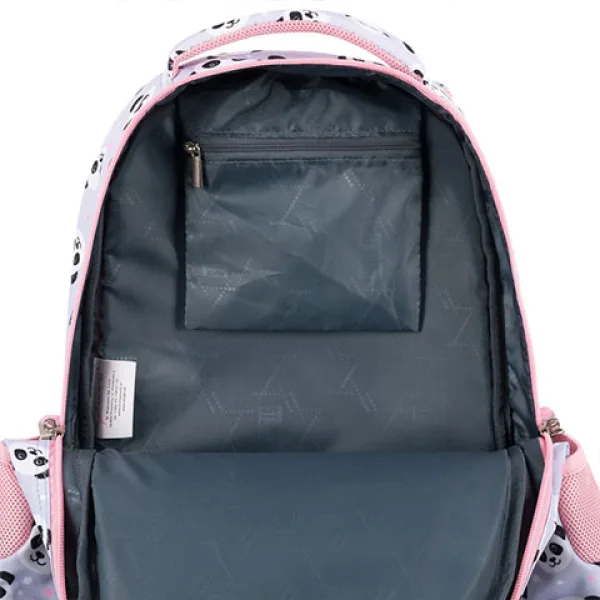 St.Right Grey Panda rosa-grauer Pandamuster-Schulranzen mit drei Fächern, Rucksack 39x27x17 cm Bild 5