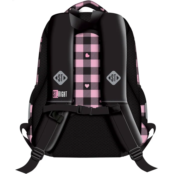 St.Right rosa-schwarzer Schulrucksack mit Herzmuster, Rucksack BP26 39x27x17 cm Bild 2