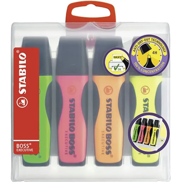 Stabilo: BOSS Executive Textmarker verschiedene Farben 4er-Set Bild 1