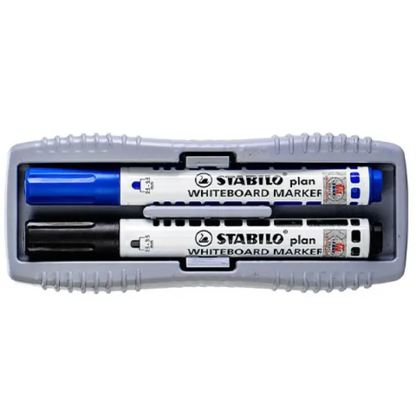 Stabilo: Plan WhiteBoard Marker blau und schwarz Tafelfilz + Schwamm Bild 2