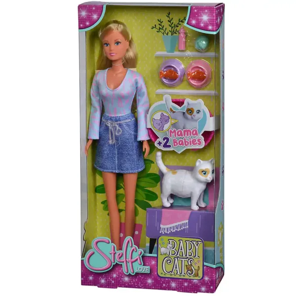 Steffi Love: Blonde Steffi-Puppe mit Kätzchen und Zubehör 29 cm - Simba Toys Bild 5
