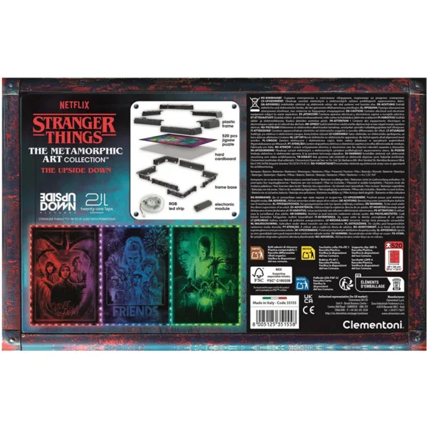 Stranger Things 520-teiliges Puzzle mit Rahmen und RGB-LED-Beleuchtung – Clementoni Bild 3