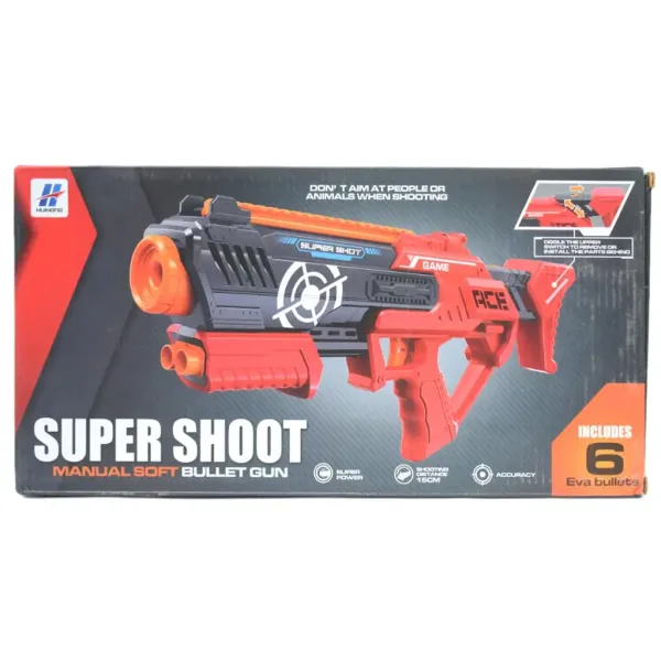 Super Shoot: Manuelle Schaumstoffpistole mit Munition 47cm Bild 5