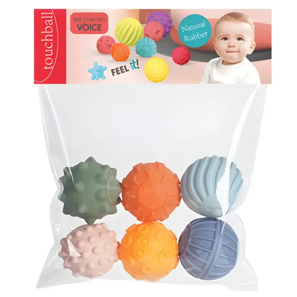 Touchball: 6-teiliges Ballset zur Förderung des Tastsinns in Pastellfarben Bild 1