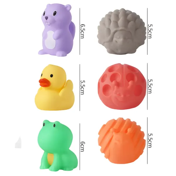 Touchball: 6-teiliges Set mit Tierfiguren und Bällen zur Förderung des Tastsinns Bild 2
