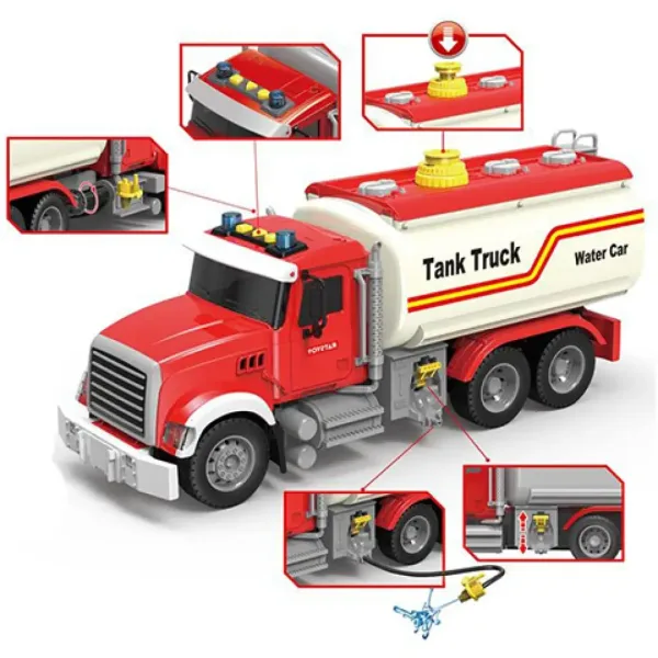 ToyStar Treibstofftankwagen in Rot mit Licht- und Soundeffekten, 36 cm Bild 2