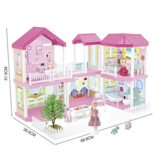 Traumvilla-Spielset mit Möbeln und Puppen 68x51x39cm Bild 2
