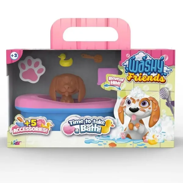 Washy Friends: Color Reveal planschender Beagle-Welpe mit Badewanne und Zubehör Bild 1