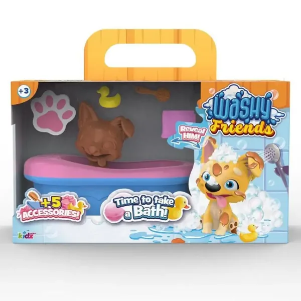 Washy Friends: Color Reveal planschender Corgi-Hund mit Badewanne und Zubehör Bild 1