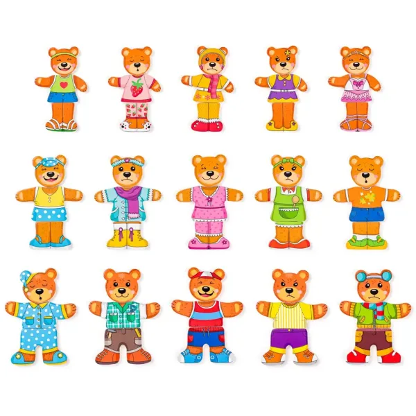 Anziehbare Bärenfamilie Holzpuzzle - Woodyland Bild 3