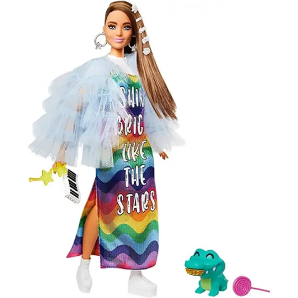 Barbie: Extravagante Puppe im Regenbogenkleid - Mattel Bild 2