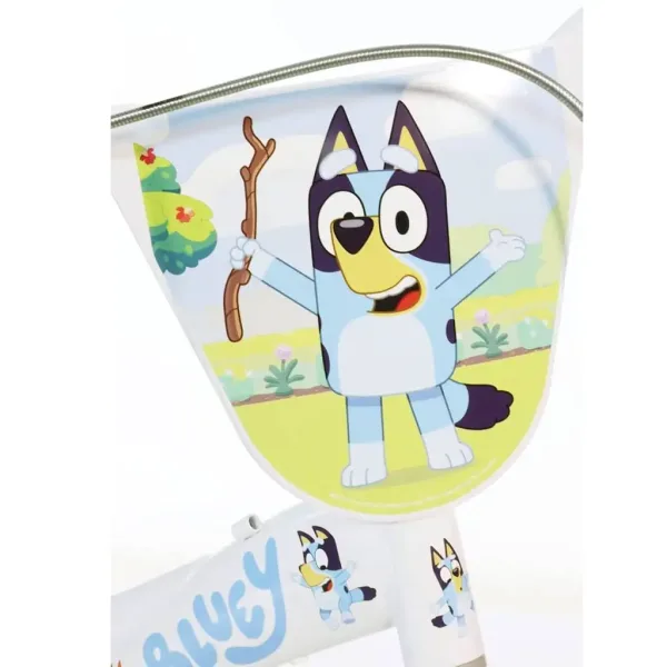 Bluey 12” Kinderfahrrad mit Flaschenhalter und Stützrädern in Weiß-Blau-Grün – Dino Bikes Fahrrad Bild 3