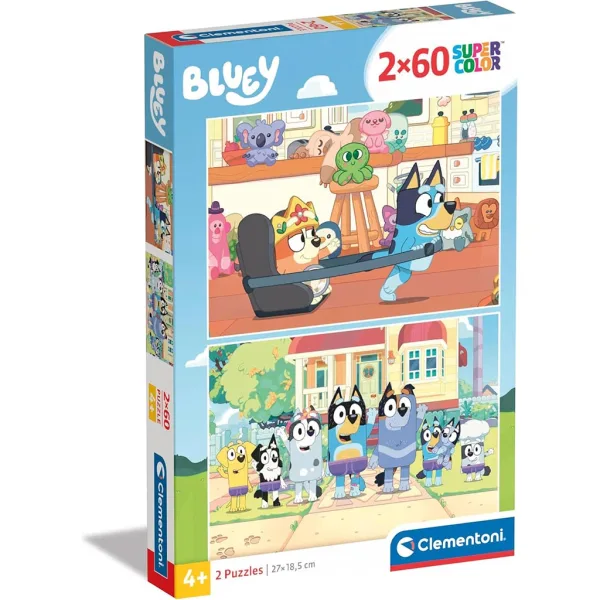 Bluey 2x60 Stück Supercolor Puzzle - Clementoni Bild 1